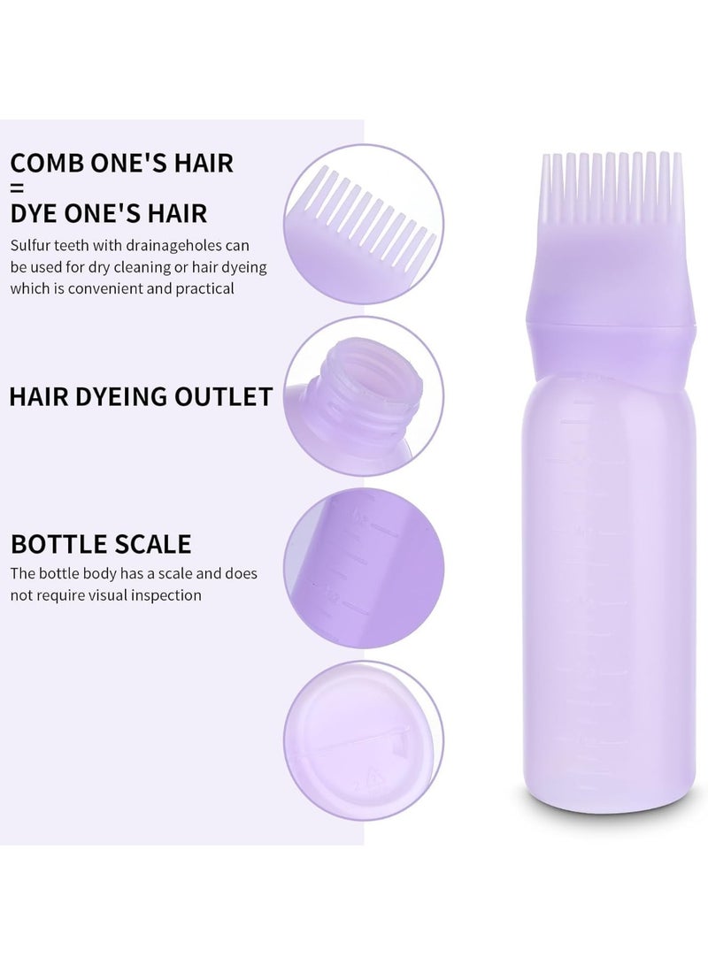 Root Comb Applicator Bottles for Hair Dye, 6 Oz with Graduated Scale, Purple - Set of 2 - Image 3