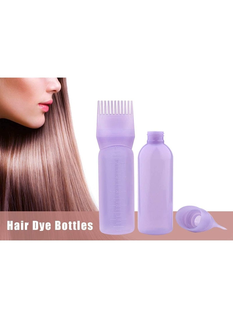Root Comb Applicator Bottles for Hair Dye, 6 Oz with Graduated Scale, Purple - Set of 2 - Image 2