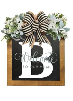 Y&D Welcome Sign Creative Bowknot Letter Wreath In Front Of The Door Outdoor Decoration Props For The Courtyard 35x40CM  - Image 1