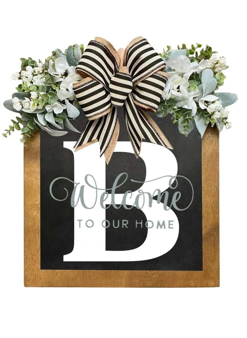 Y&D - Welcome Sign Creative Bowknot Letter Wreath In Front Of The Door Outdoor Decoration Props For The Courtyard 35x40CM - Image 1
