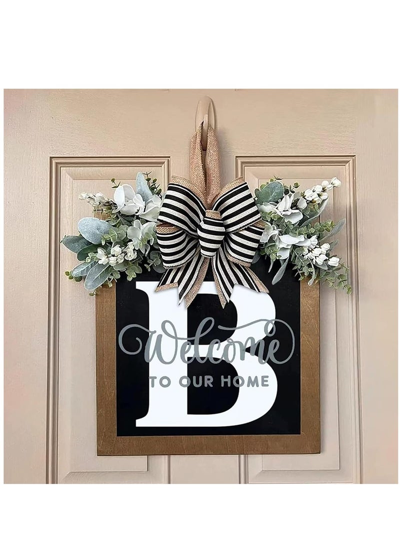 Y&D - Welcome Sign Creative Bowknot Letter Wreath In Front Of The Door Outdoor Decoration Props For The Courtyard 35x40CM - Image 1