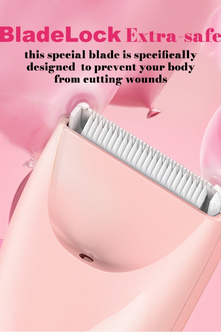 ENSSU Women's 2 in 1 Electric Shaver & Trimmer - IPX7 Waterproof for Face/Legs/Private Areas, Ceramic Blades with USB Charging Dock, Painless Cordless Design - Pink - Image 2