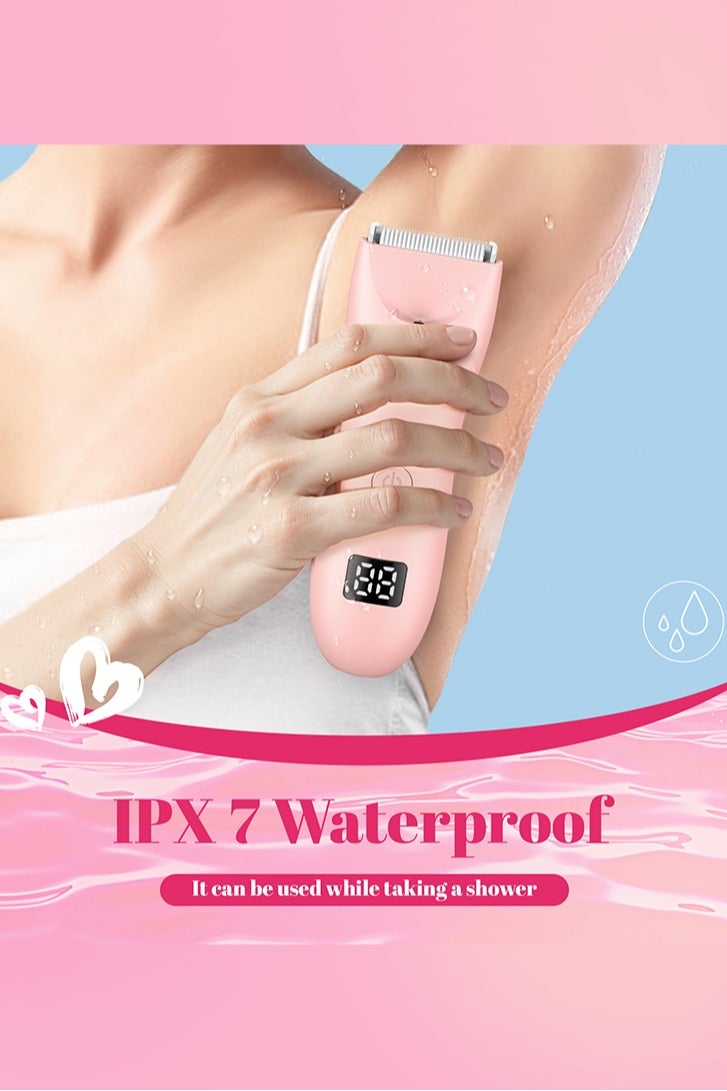ENSSU Women's 2 in 1 Electric Shaver & Trimmer - IPX7 Waterproof for Face/Legs/Private Areas, Ceramic Blades with USB Charging Dock, Painless Cordless Design - Pink - Image 4