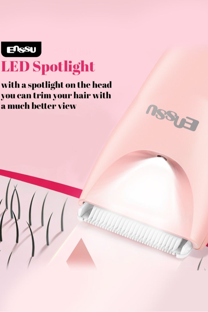 ENSSU Women's 2 in 1 Electric Shaver & Trimmer - IPX7 Waterproof for Face/Legs/Private Areas, Ceramic Blades with USB Charging Dock, Painless Cordless Design - Pink - Image 5