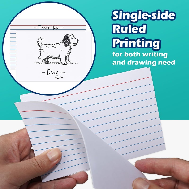 Olivo Index Cards 4x6 Lined Ruled Flash Note Cards 4" x 6", White, 100 Count, 220 GSM Heavy Weight - Image 5