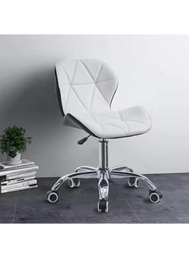 كرسي مكتب تنفيذي دوار بارتفاع قابل للتعديل من الجلد الصناعي – مريح للدراسة أو الصالون أو البار (أسود وأبيض) - Image 1