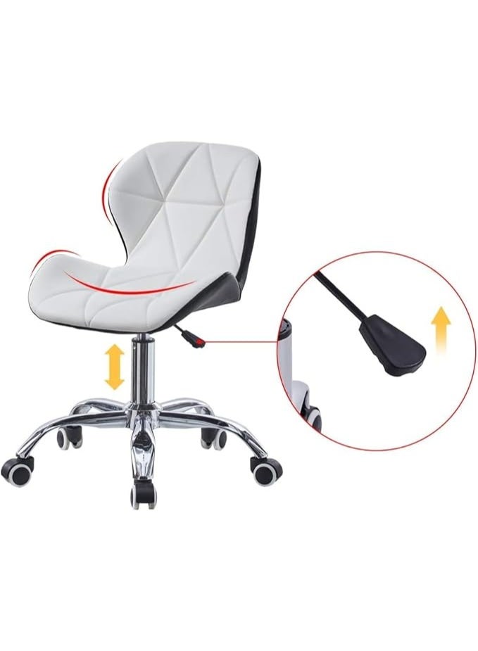 كرسي مكتب تنفيذي دوار بارتفاع قابل للتعديل من الجلد الصناعي – مريح للدراسة أو الصالون أو البار (أسود وأبيض) - Image 5