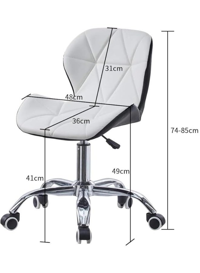 كرسي مكتب تنفيذي دوار بارتفاع قابل للتعديل من الجلد الصناعي – مريح للدراسة أو الصالون أو البار (أسود وأبيض) - Image 2