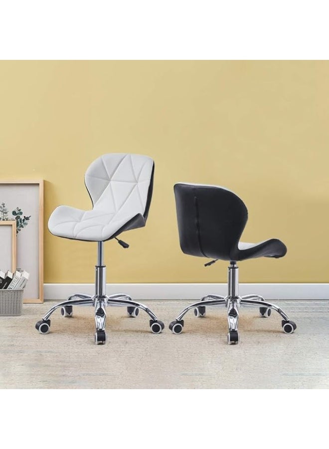 كرسي مكتب تنفيذي دوار بارتفاع قابل للتعديل من الجلد الصناعي – مريح للدراسة أو الصالون أو البار (أسود وأبيض) - Image 3