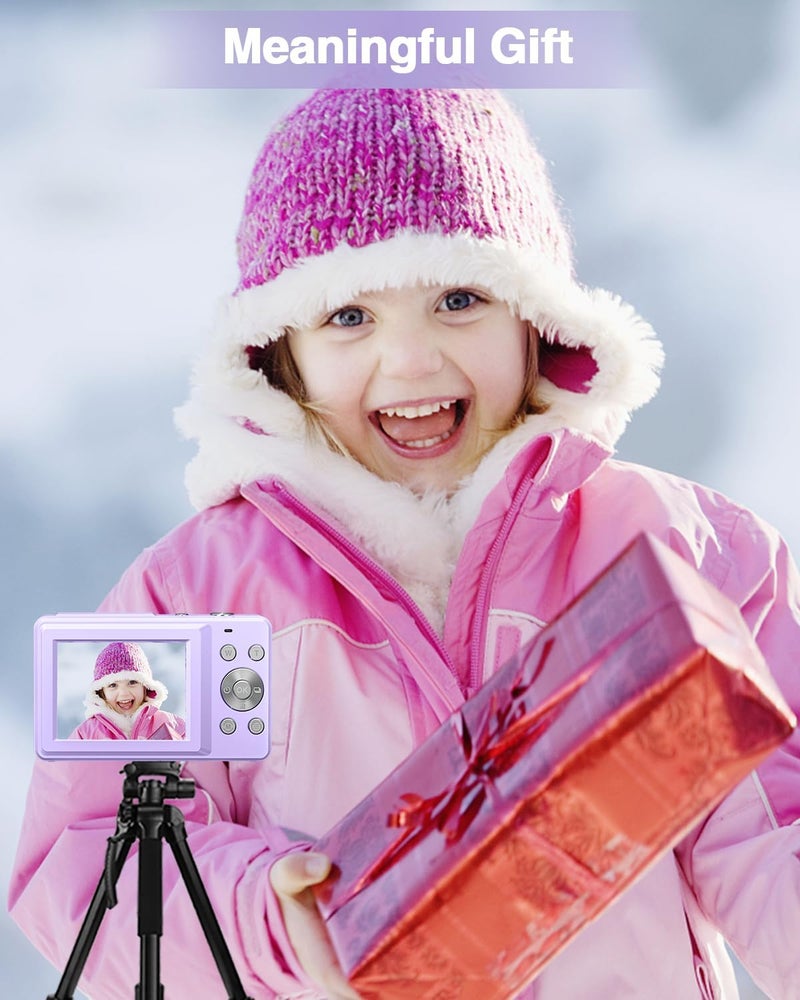 Lecran Digital Camera, FHD 1080P Kids Camera with 32GB Card, 2 Batteries, Lanyard, 16X Zoom Anti Shake, 44MP Compact Portable Point Shoot Camera for Kids Student Children Teens Girl Boy(Rose Violet) - Image 5