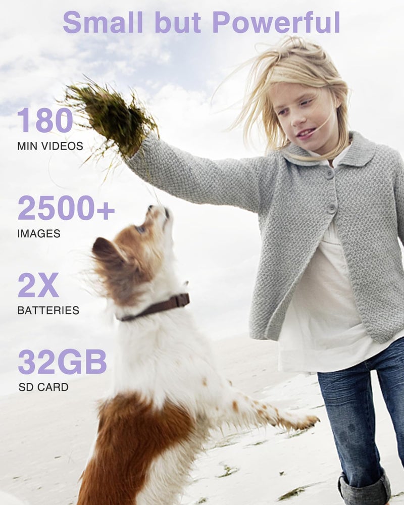 Lecran Digital Camera, FHD 1080P Kids Camera with 32GB Card, 2 Batteries, Lanyard, 16X Zoom Anti Shake, 44MP Compact Portable Point Shoot Camera for Kids Student Children Teens Girl Boy(Rose Violet) - Image 4