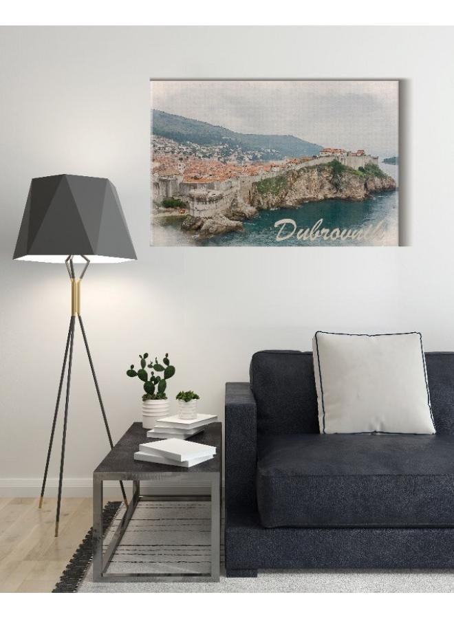 Home Gallery Canvas Wall Art, Abstract Framed Portrait of city walls of Dubrovnik Old Tow - Image 2