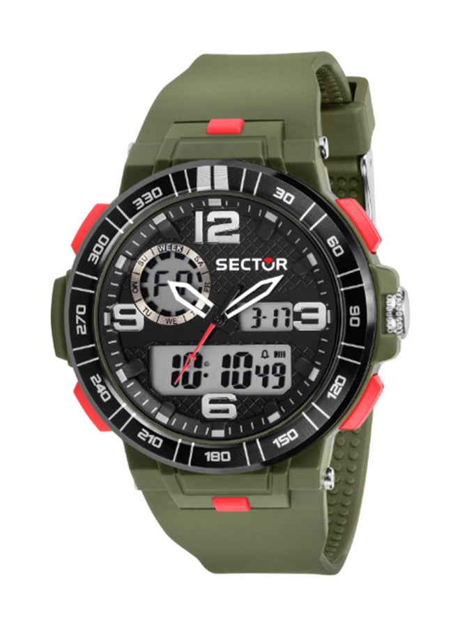 Sector ساعة يد للرجال 46MM بقرص أسود وحزام بولي يوريثان أخضر - R3251532001 - Image 1