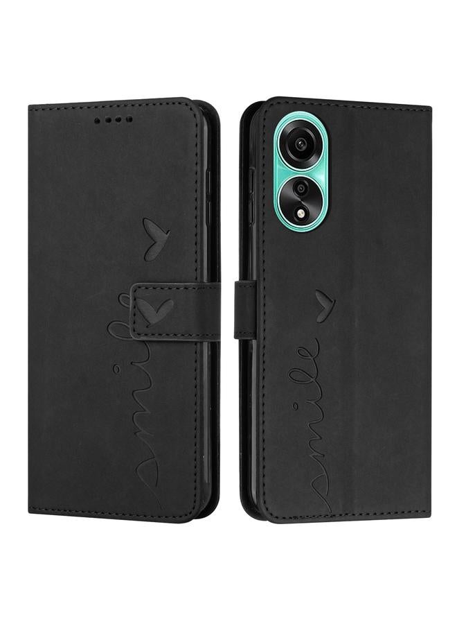 S-TOP Case For OPPO A58 4G Skin Feel Heart Pattern Leather Phone Case - Image 1