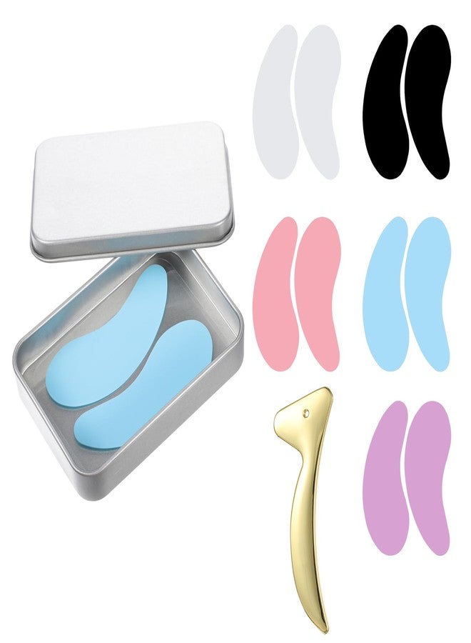 Skrfren 10PCS Under Eye Patches Silicone, Reusable Eye Patches Silicone Patch Under Eyes Mask Reusable Overnight with Metal Eyes Cream Applicator, Tin Case for Dark Circles and Puffiness Effect to Fine Lines - Image 1