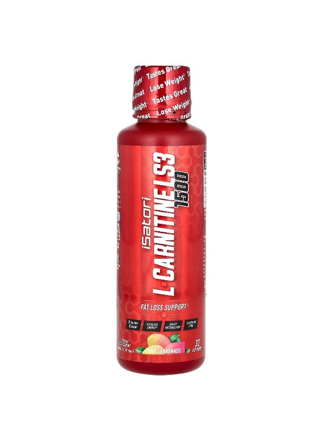 iSatori Isatori, L-Carnitine LS3 1500, Pink Lemonade, 1,500 mg, 16 fl oz (480 ml)  - Image 1