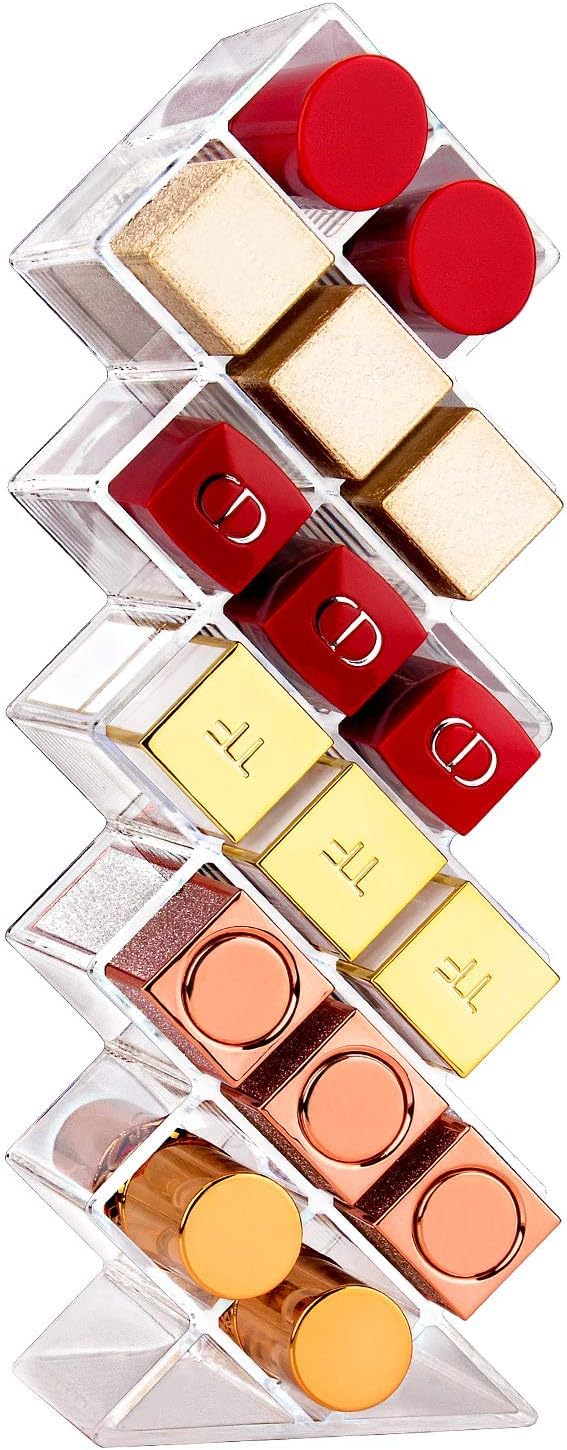 HOMECRAZE HOMECRAZE Lipstick Holder 16 Spaces Acrylic Stackable Fish Shape Lipstick Tower LipGloss Storage Stand Perfect for Lipgloss Organizers Makeup Vanity Display Clear  - Image 1