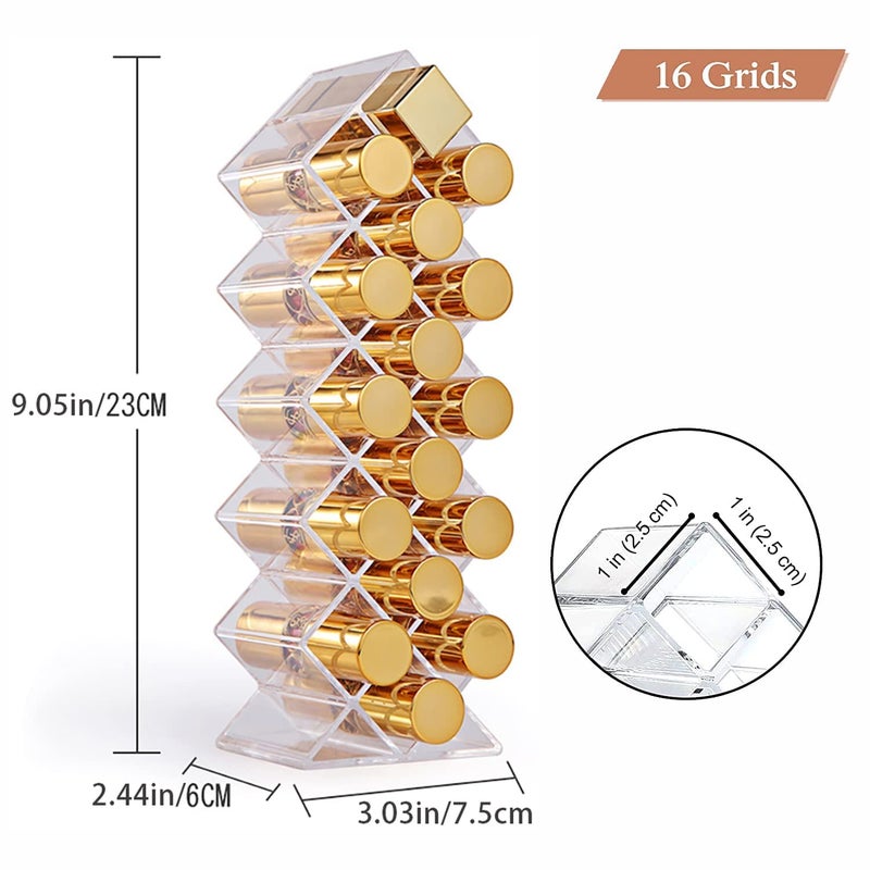 HOMECRAZE HOMECRAZE Lipstick Holder 16 Spaces Acrylic Stackable Fish Shape Lipstick Tower LipGloss Storage Stand Perfect for Lipgloss Organizers Makeup Vanity Display Clear  - Image 3