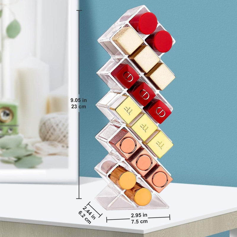 HOMECRAZE HOMECRAZE Lipstick Holder 16 Spaces Acrylic Stackable Fish Shape Lipstick Tower LipGloss Storage Stand Perfect for Lipgloss Organizers Makeup Vanity Display Clear  - Image 2