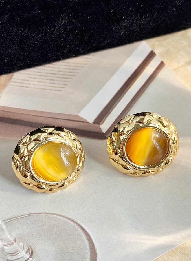 أنيقة قطة عين حجر أقراط في سبيكة الذهب للنساء البنات – أقراط براقة المغناطيسية للنساء & المراهقين - Image 4