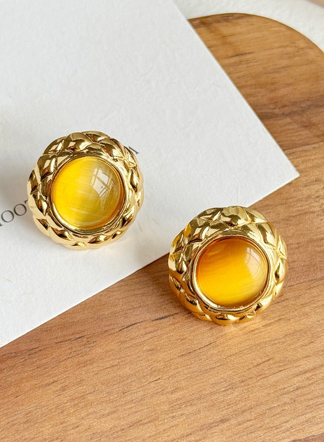 أنيقة قطة عين حجر أقراط في سبيكة الذهب للنساء البنات – أقراط براقة المغناطيسية للنساء & المراهقين - Image 5