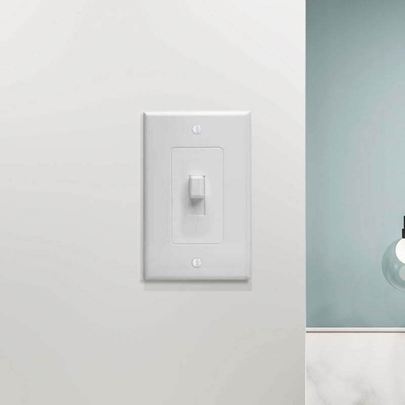 TayMac 5070W MASQUE 2000 Mid-size White 1-Gang Decorator Toggle Switch Wall Plate with Toggle Cover, Paintable Outlet Cover Replaces Old Wall Plate - Image 2