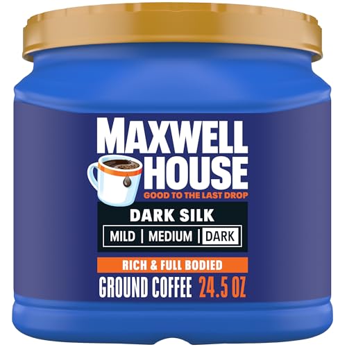 Maxwell House Dark Silk Dark Roast Ground Coffee, 24.5 oz Canister - Image 1