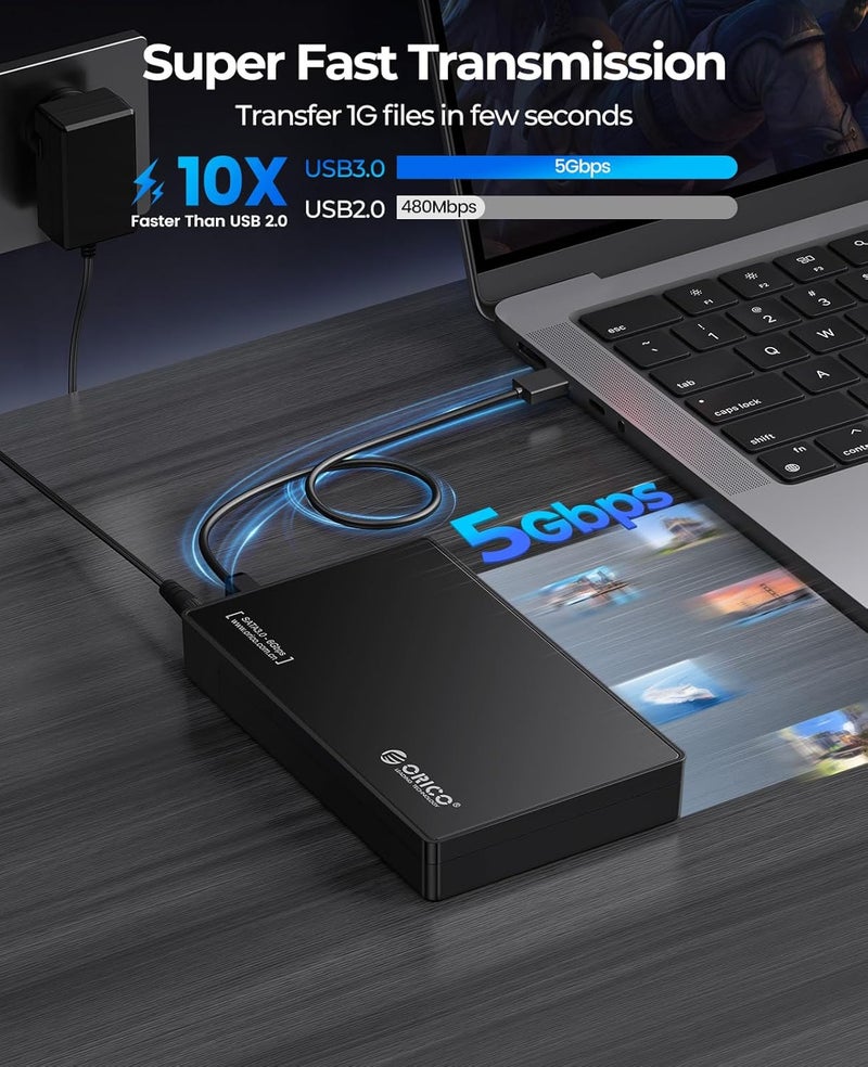 Orico Toolfree USB 3.0 to SATA External 3.5 Hard Drive Enclosure Case for 3.5 SATA HDD and SSD[Support UASP and 12TB Drives] - Image 3