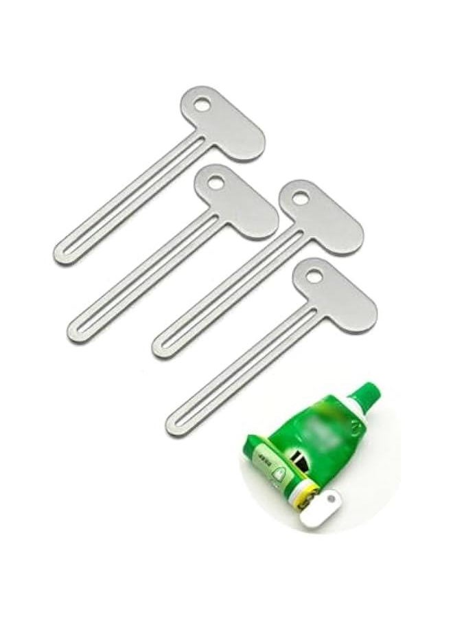 OCTOBER 3 Inch Toothpaste Squeezer,4 Pieces Toothpaste Roller Presser Keys,Metal Tube Squeezing Gel Extruder Rolling Aids for Bathroom  - Image 1