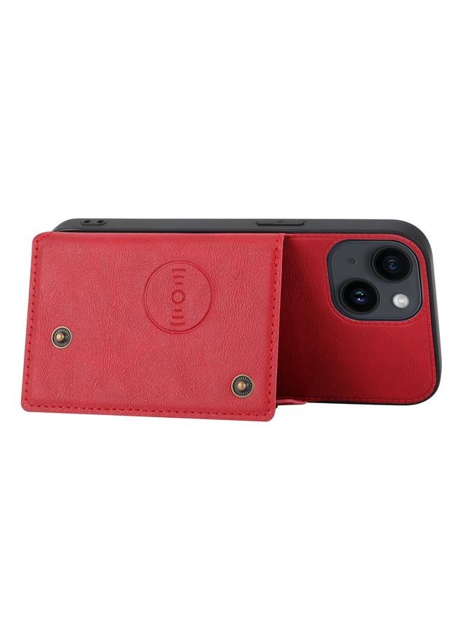 S-TOP Case For iPhone 15 Double Buckle Card Slots PU + TPU Phone Case - Image 4