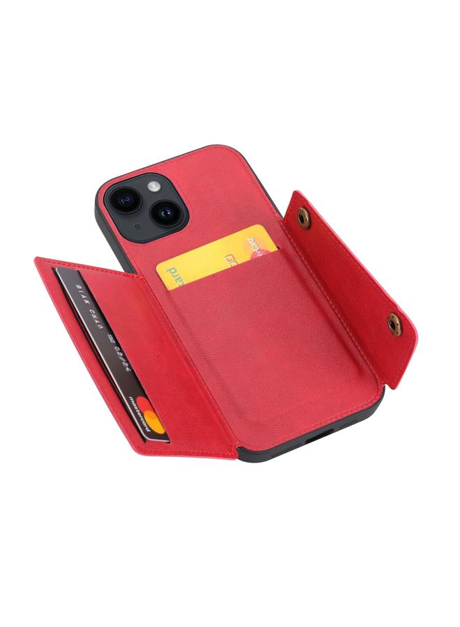 S-TOP Case For iPhone 15 Double Buckle Card Slots PU + TPU Phone Case - Image 3