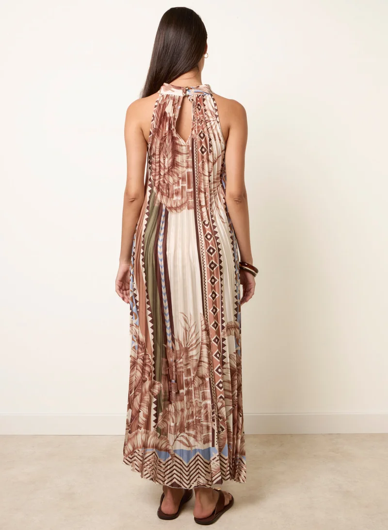 Blue Vanilla Satin Pleated Dress