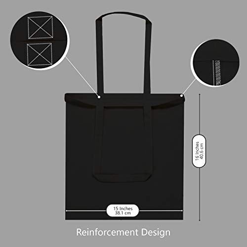 TOPDesign 24-Pack Economical 16"x15" Black Cotton Tote Bag, Lightweight Medium Reusable Grocery Shopping Cloth Bags, Suitable for DIY, Advertising, Promotion, Gift, Activity - Image 5