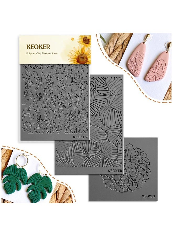 Keoker Polymer Clay Texture Sheets, Clay Texture Mat for Making Earrings Jewerly, Polymer Clay Earrings Tools (All-3 pcs)  - Image 1