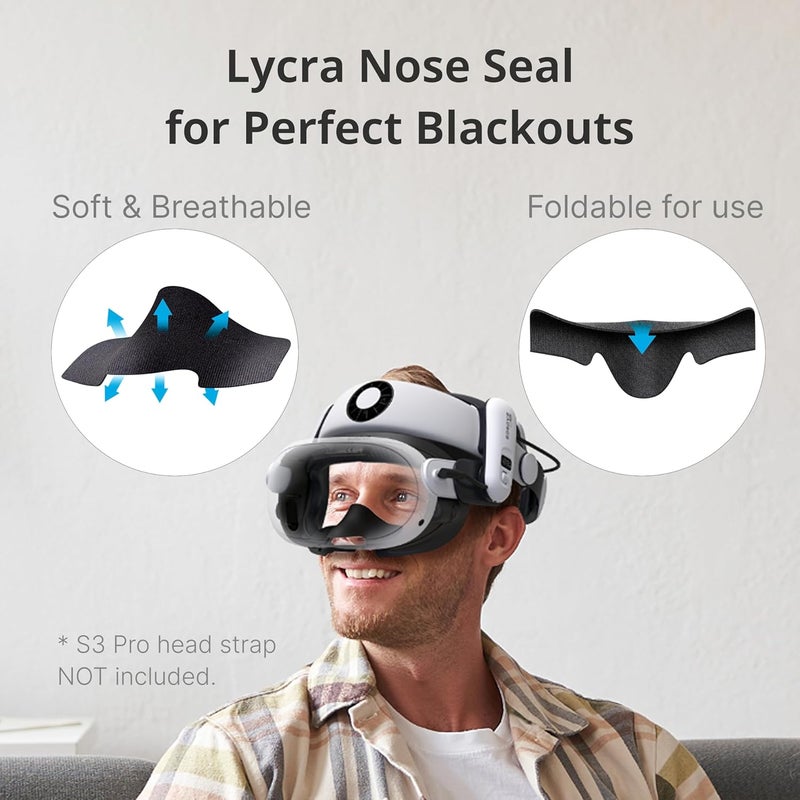 BOBOVR F3 Comfort Face Cover Pad Facial Interface Compatible with Quest 3 Accessories, with 3-Channel Ventilation, Adjustable Field of View, Glasses-Friendly Design and Soft Lycra Nose Protection - Image 4