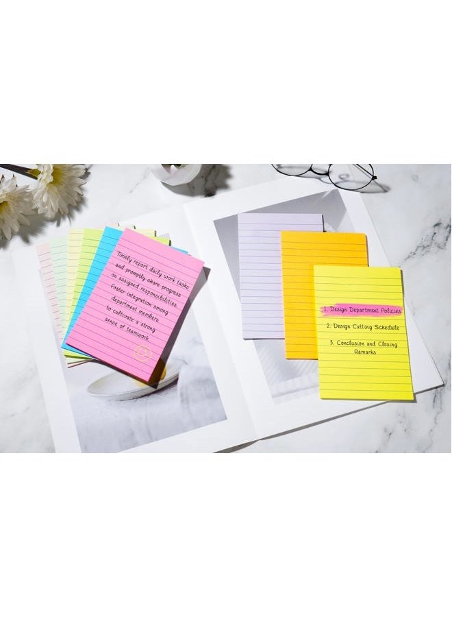 YEECOK (18 Pack) Lined Sticky Notes 4x6 in Post, Self-Stick Pads Bright Colors Sticky Note, Recyclable, Easy to Post for Home, Office, School - Image 3