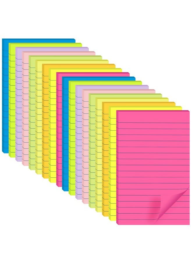 YEECOK (18 Pack) Lined Sticky Notes 4x6 in Post, Self-Stick Pads Bright Colors Sticky Note, Recyclable, Easy to Post for Home, Office, School - Image 1