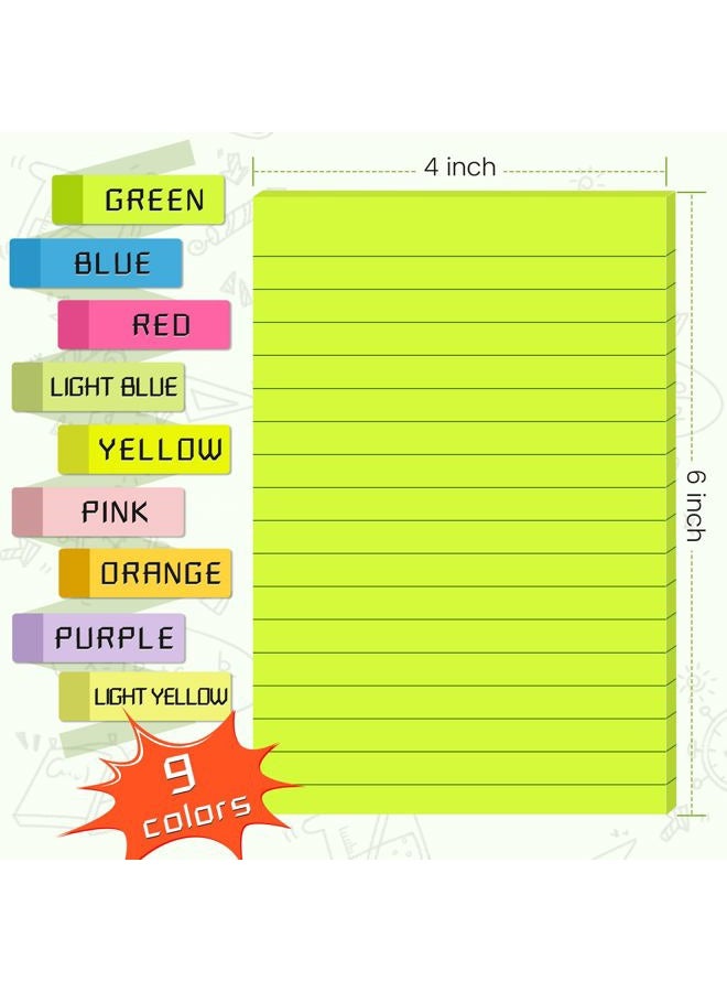 YEECOK (18 Pack) Lined Sticky Notes 4x6 in Post, Self-Stick Pads Bright Colors Sticky Note, Recyclable, Easy to Post for Home, Office, School - Image 2