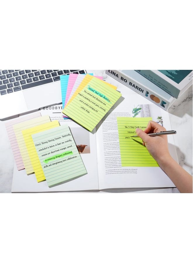 YEECOK (18 Pack) Lined Sticky Notes 4x6 in Post, Self-Stick Pads Bright Colors Sticky Note, Recyclable, Easy to Post for Home, Office, School - Image 5