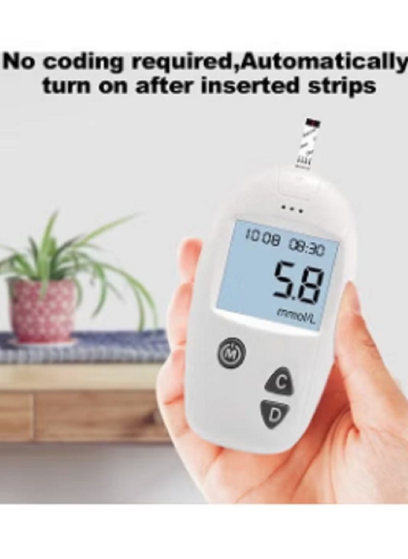 Blood Glucose Monitoring System With 50 Test Strips And Lancets