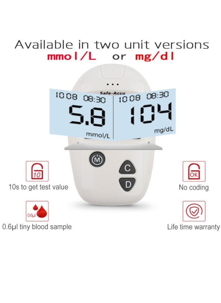 Blood Glucose Monitoring System With 50 Test Strips And Lancets