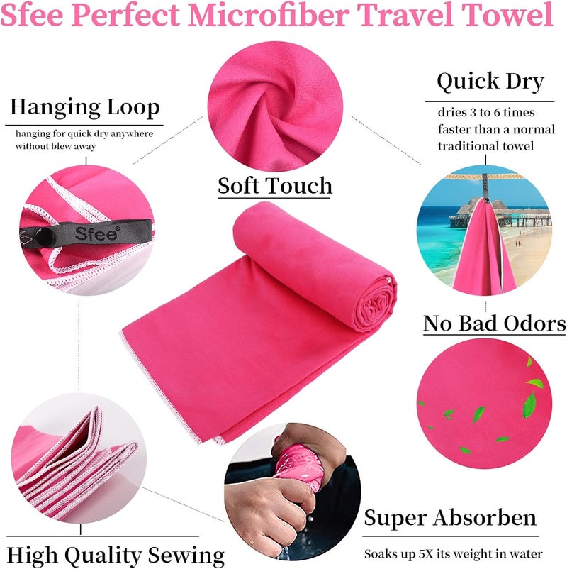 Sfee 2 Pack Microfiber Travel Towel, Quick Dry Large Beach Towel, Super Absorbent Compact Lightweight for Camping, Gym, Hiking, Pool, Backpacking, Bath, Yoga - Image 3