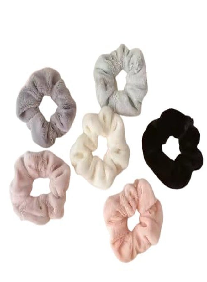 KLIVE Soft Quick Dry Hair Scrunchies for Women with Thick Long Hair, Absorbent Ponytail Holders for Wet Hair After Bath Or Gym, Large Fabric Hair Bands, Multicolor Stylish Hair Accessories 6 PCS - Image 1