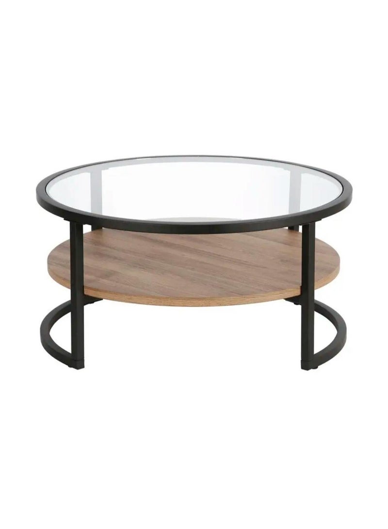 EXPERT Modern glass coffee table with two layers Round side table with glass top for living room and office - Image 2