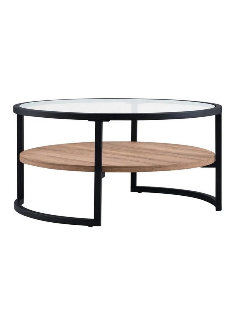 EXPERT Modern glass coffee table with two layers Round side table with glass top for living room and office - Image 3