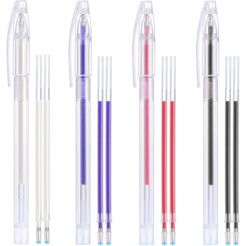 Onwon Heat Erasable Fabric Marking Pens with 8 Refills 4 Colors Heat Erasable Pens for Fabrics in Four Colors Sewing Quilting Dressmaking