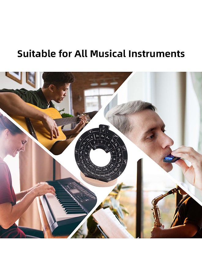 Generic Circle of Fifths Aluminum Alloy Wheel Melody Tool Music Theory Plate Learning Tool Chord Series Table Melody Tool Fifth Degree Circle Staff Learning Tool with Anti-slip Base - Image 3