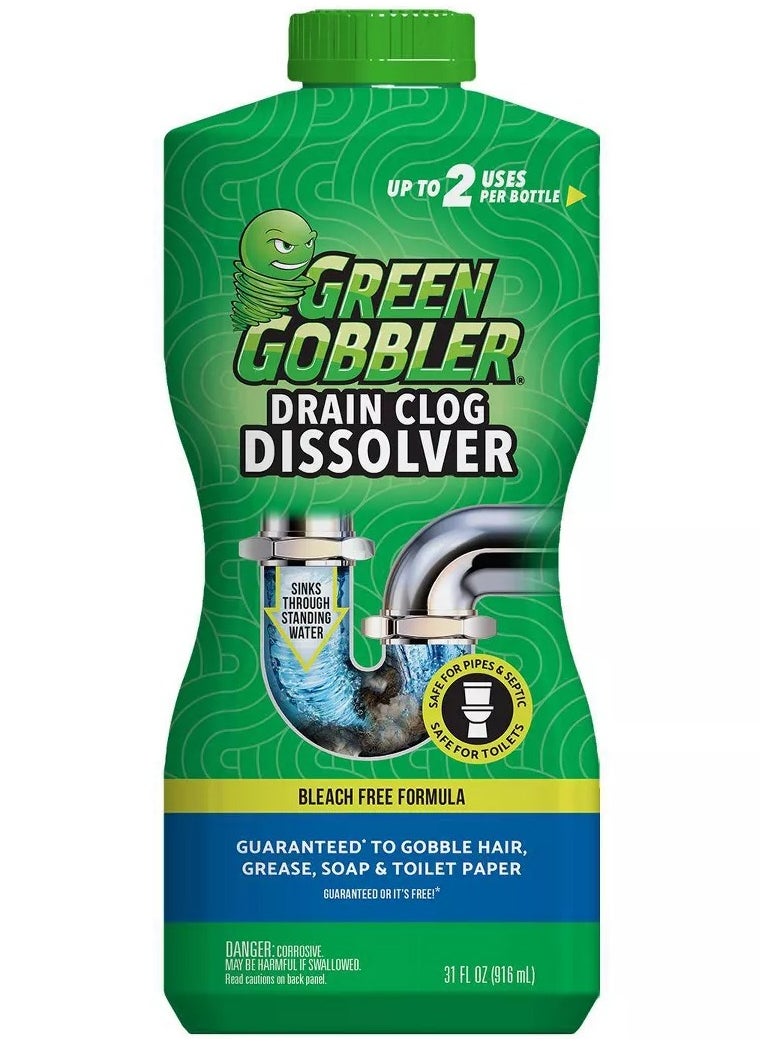 GREEN GOBBLER - Drain Clog Dissolver, Drain Opener-Cleaner ,Toilet Clog Remover, 31 oz - Image 1