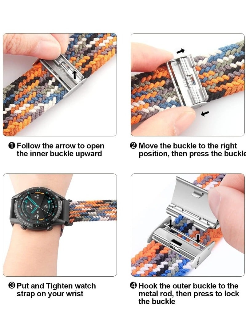 Hiras Compatible with Huaweii Watch 4 46mm/GT 5 GT4 Pro 46mm Strap,Amazfit GTR 4/GTR 3 Woven Cloth 22mm Bands Vivoactive 4 Adjustable Elastic Belt  - Image 3