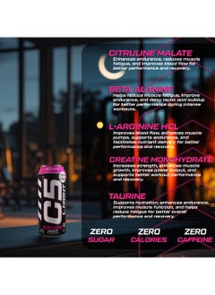 C5 Energy C5 Energy Drink Night Pink Lemonade, Pre Workout, Zero Caffeine, Sugar Free, Zero Calories with Beta Alanine, L-Arginine 16fl.OZ, 473ml Caffeine Free Preworkout Pack of 12  - Image 4